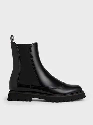Ridged-Sole Chelsea Boots
 - Black | Charles & Keith UK