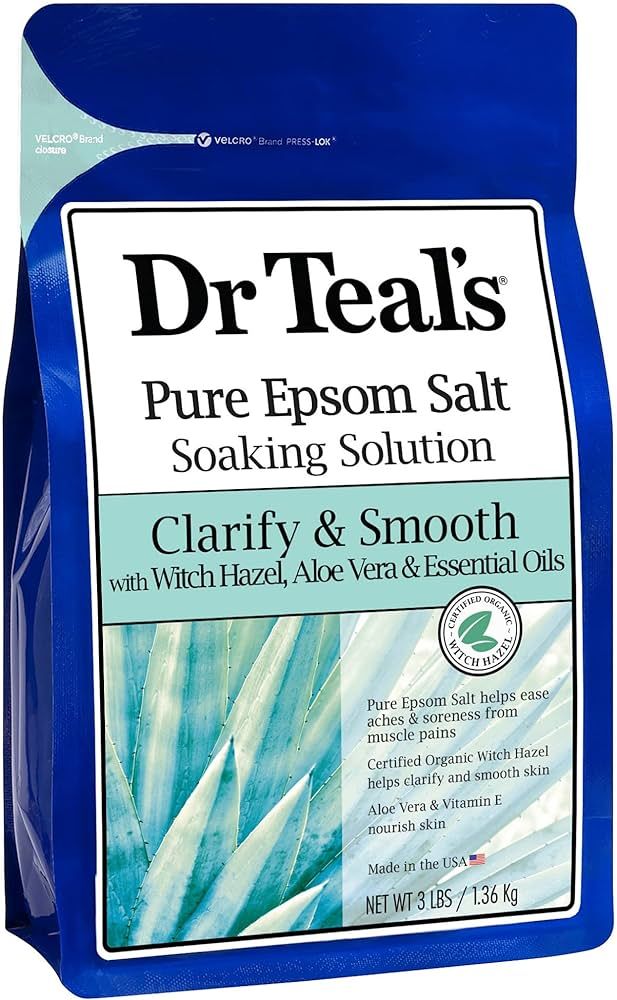 Dr Teal's Pure Epsom Salt, Clarify & Smooth with Witch Hazel & Aloe Vera, 3lbs | Amazon (US)