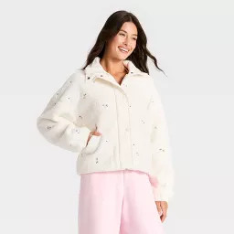 Women's High Pile Jacket - All In Motion\u2122 Cream Floral XS | Target