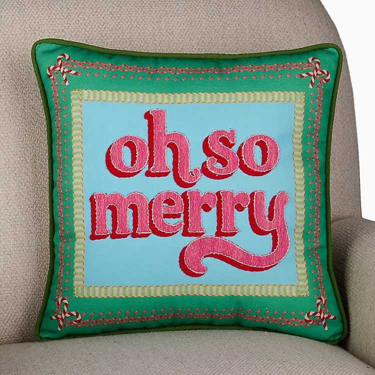 Embroidered Oh So Merry Pillow | Kirklands Home | Kirklands