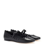 Blair Broderie Ballet Flat In Black Leather | Larroude