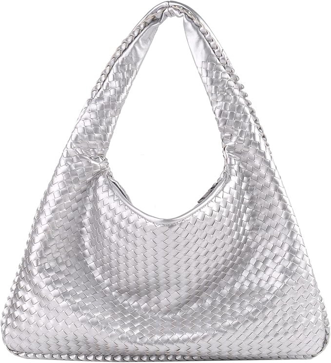 LMKIDS Women's Leather Woven Tote Handbag,Handmade Large Capacity Shoulder Bags Travel Bag Shoppe... | Amazon (US)
