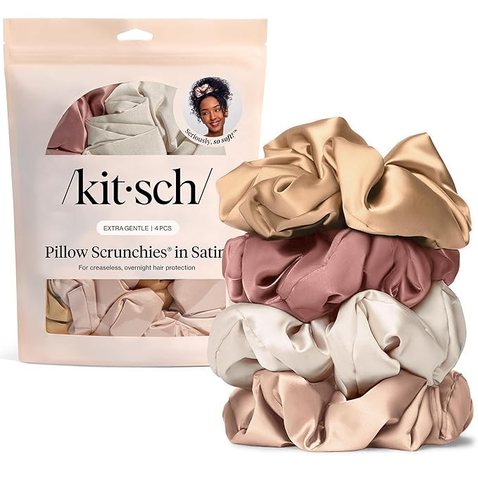 Kitsch Pillow Satin Scrunchies for Women - Hair Ties No Damage, No Crease Hair Accessories | Perf... | Amazon (US)