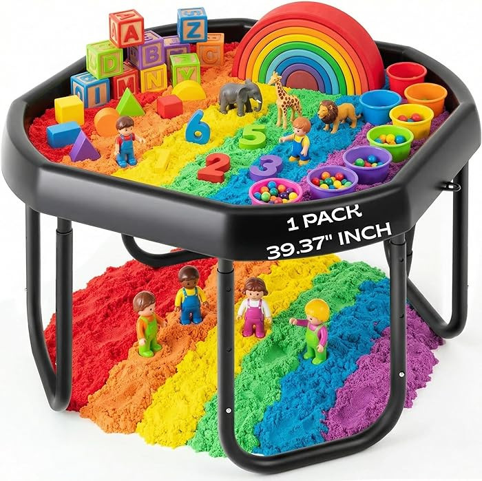 39.37'' Sensory Tray Large Size Durable Play Tuff Tray with Adjustable Height Stand for Kids Todd... | Amazon (US)