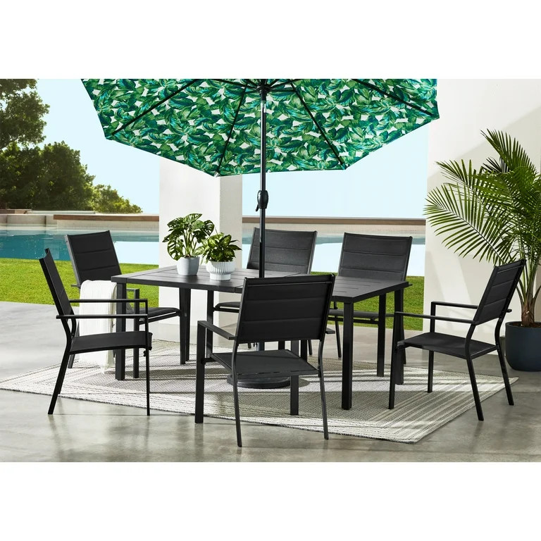 Mainstays Dashwood 7-Piece Steel Outdoor Patio Dining Set, Black - Walmart.com | Walmart (US)