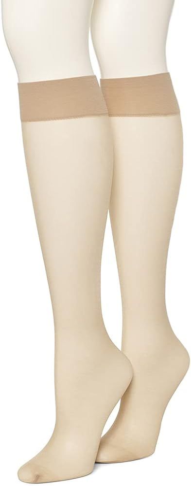 HUE Women's Sheer Knee Hi Socks 2 Pair Pack | Amazon (US)