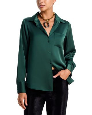 Aqua Satin Button Front Blouse - Exclusive | Bloomingdale's (US)