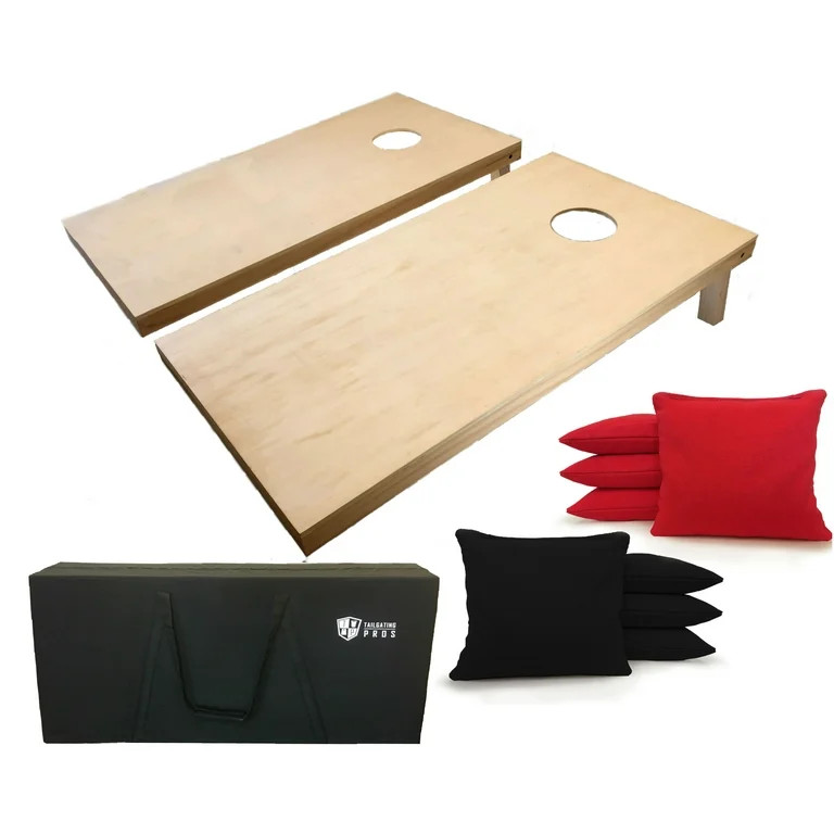 Tailgating Pros 4'x2' Cornhole Boards W Carrying Case and Black & Red Bags - Walmart.com | Walmart (US)