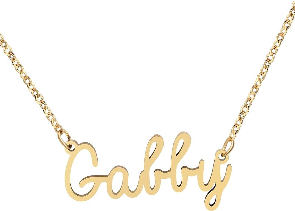 Yiyang Personalized Name Necklace 18K Gold Plated Stainless Steel Pendant Jewelry Birthday Gift f... | Amazon (US)