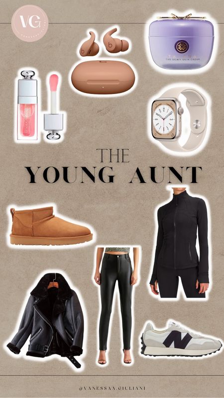 Gift guide for the young aunt! 
Apple Watch
Dior Lip Oil
Tatcha Dewy Moisturizer 
Beats by Kim
Ugg ultra mini
Lululemon define hoodie
Kate leather pants
Faux fur leather jacket

#LTKHoliday #LTKstyletip #LTKSeasonal