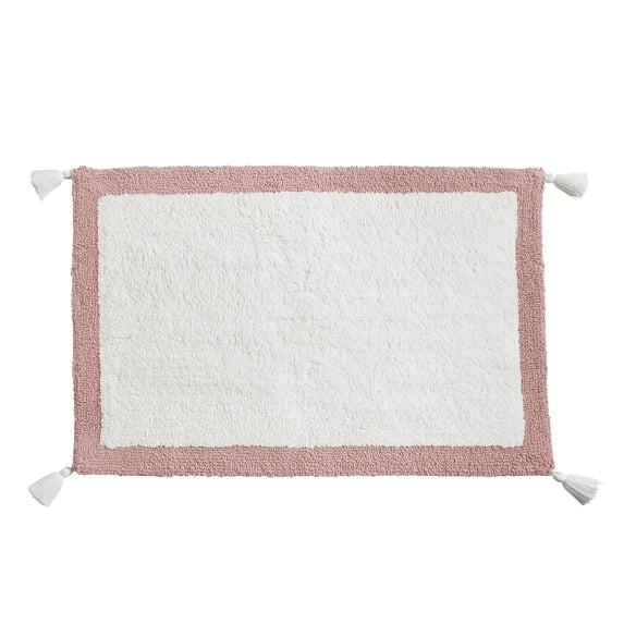 My Texas House Rose Pink Border Cotton Bath Rug with Tassels, 20" x 30" | Walmart (US)