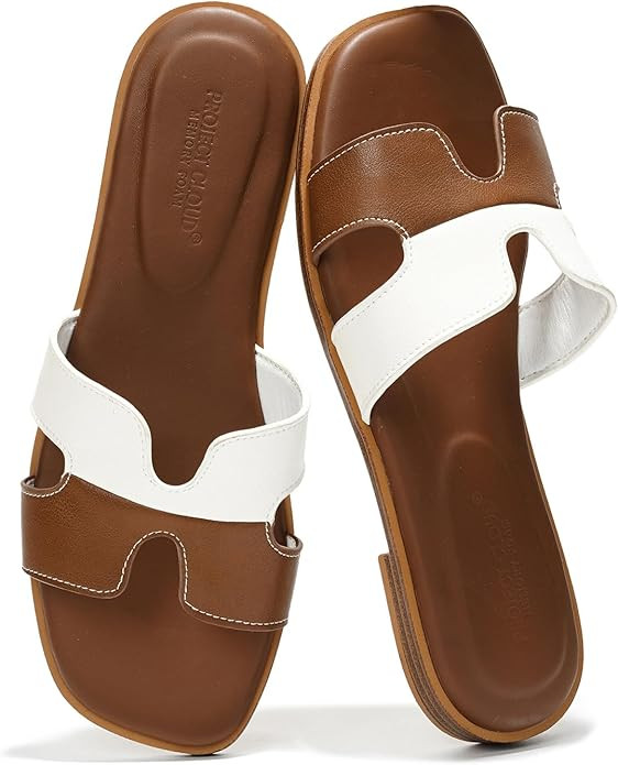 Project Cloud Genuine Leather Summer Sandals for Women 2025 - Fashion Flat Womens Sandals with Me... | Amazon (US)