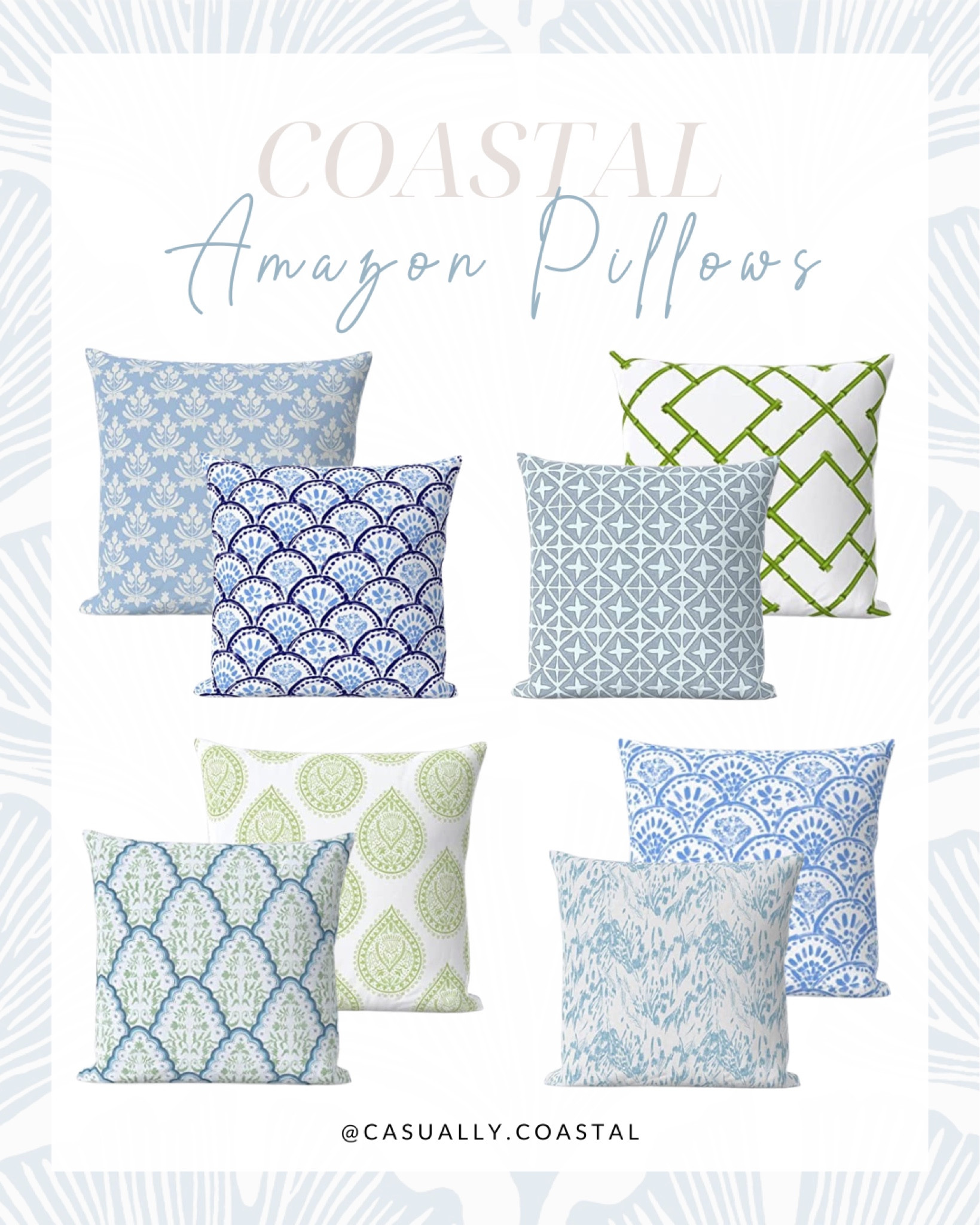 So excited to see Spoonflower at Amazon, as every purchase supports an independent artist! Found some fun pillow covers, most available available with an option to purchase the insert! 
-
Amazon pillows, Spoonflower pillows, coastal pillows, bright pillows, grand millennial, fretwork print, blue pillows, green pillows, casually coastal, coastal living room decor, blue & white pillows, 20x20 pillows, coastal home decor

#LTKFind #LTKhome