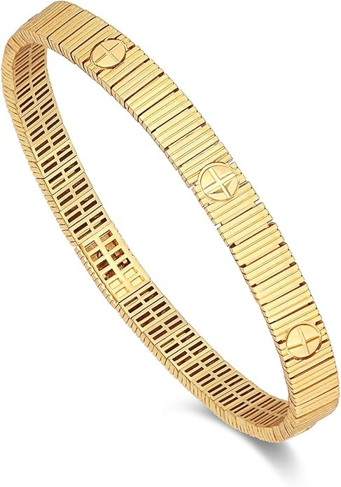 Love Unlimited Soft-Fit 18K Gold Plating Bangle Bracelet | Love Bracelet Design for Women | Conve... | Amazon (US)