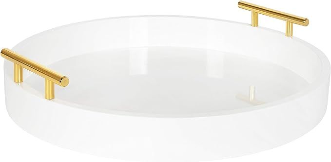 Kate And Laurel Lipton Modern Round Tray, 15.5" Diameter, White and Gold, Decorative Accent Tray ... | Amazon (US)