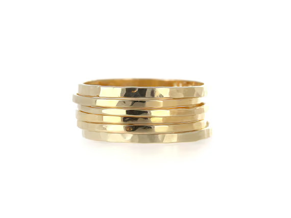 Hammered, Gold, Stacking Ring, Dainty Ring, Midi Ring, Gold Vermeil, Patterned Thin Ring,  Stacka... | Etsy (US)