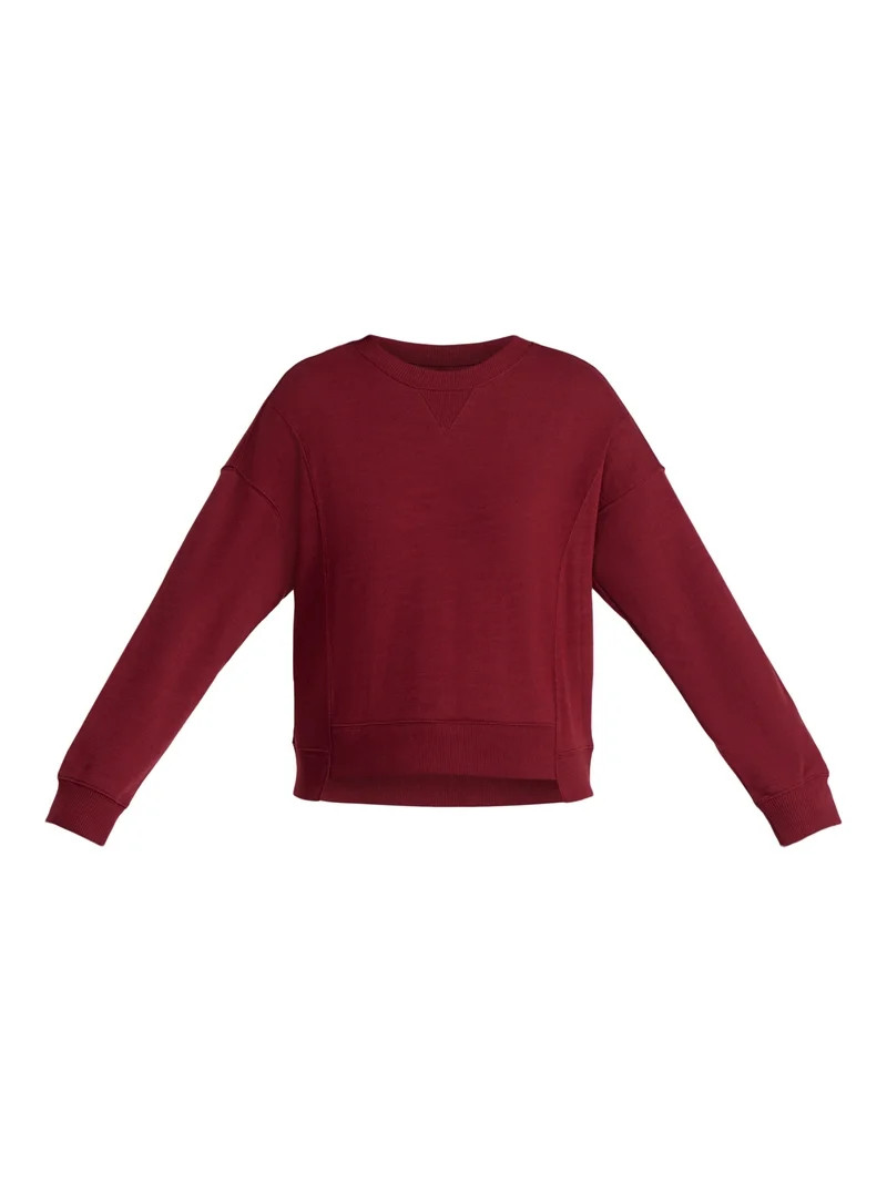 Time and Tru Women’s Ribbed Panel Sweatshirt with Long Sleeves, Sizes XS-XXXL | Walmart (US)