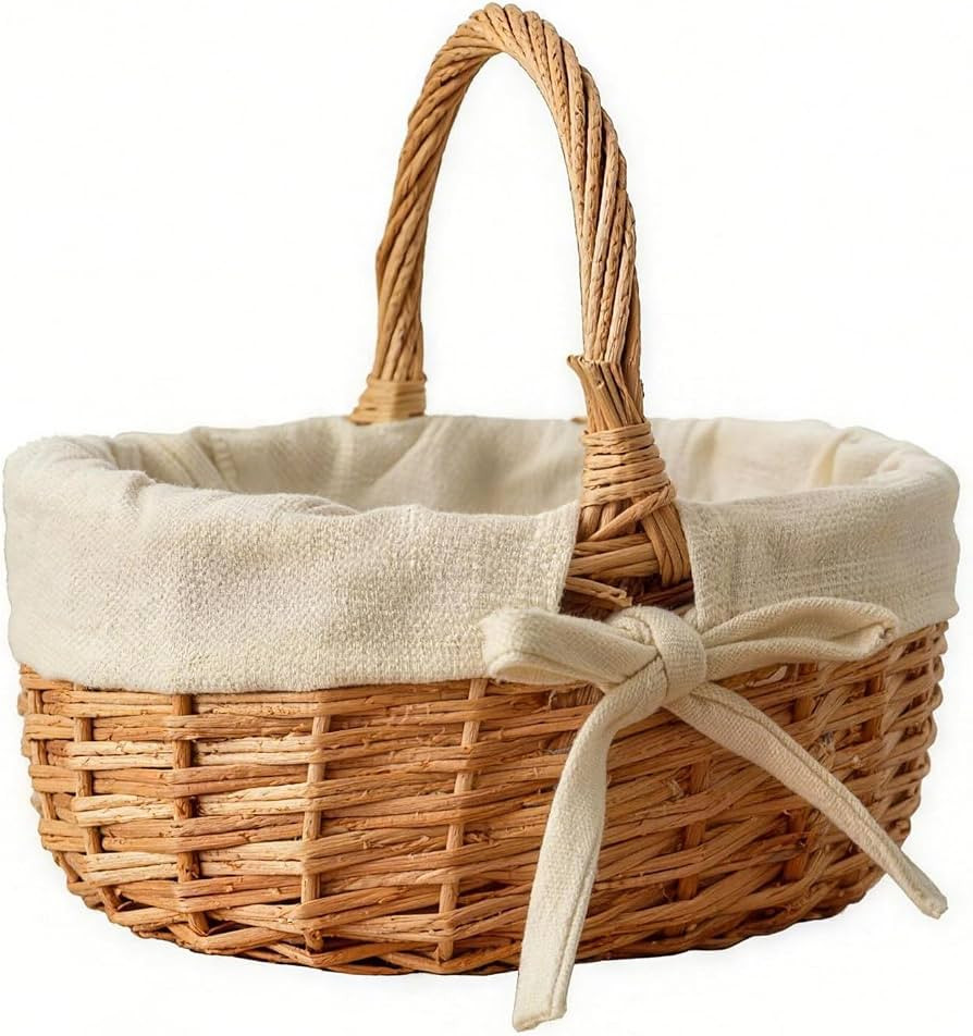 Small Wicker Basket Wicker Picnic Basket Storage Basket Bread Basket, Eggs Candy Basket for Candy... | Amazon (US)