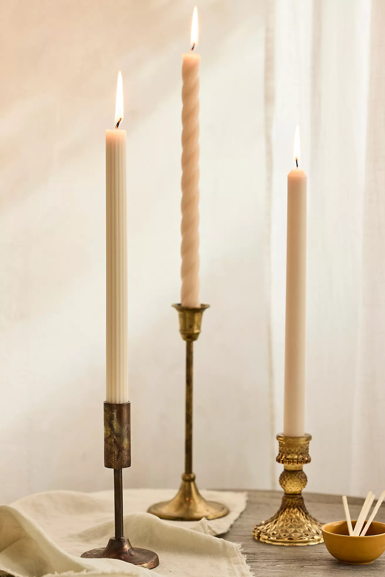 Mixed Silhouette Tapers, Set of 3 Terracotta | Anthropologie (US)