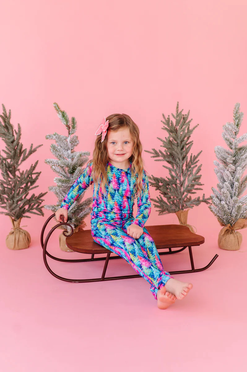 Colorful Pine Trees Two Piece Long Set | Little Pajama Co.