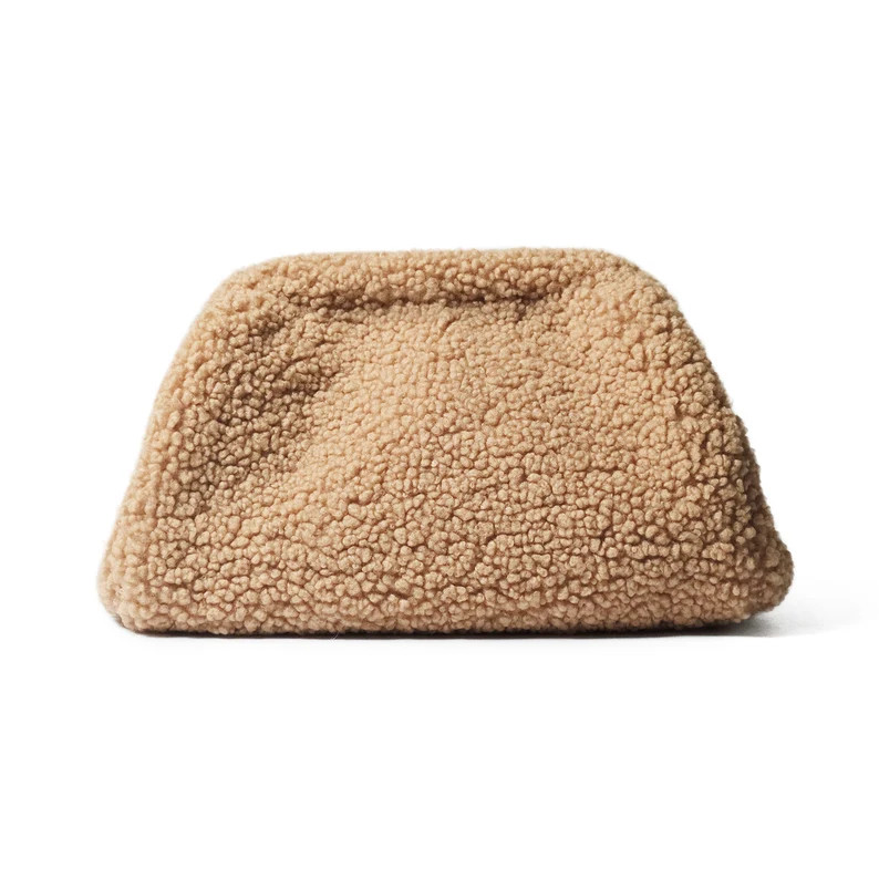 Curly Knitted Dumpling Bag Sherpa Clutch Bag Teddy Cloud - Etsy | Etsy (US)