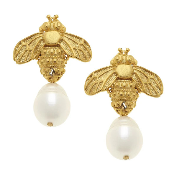 Bee + Pearl Drop Earrings | Susan Shaw