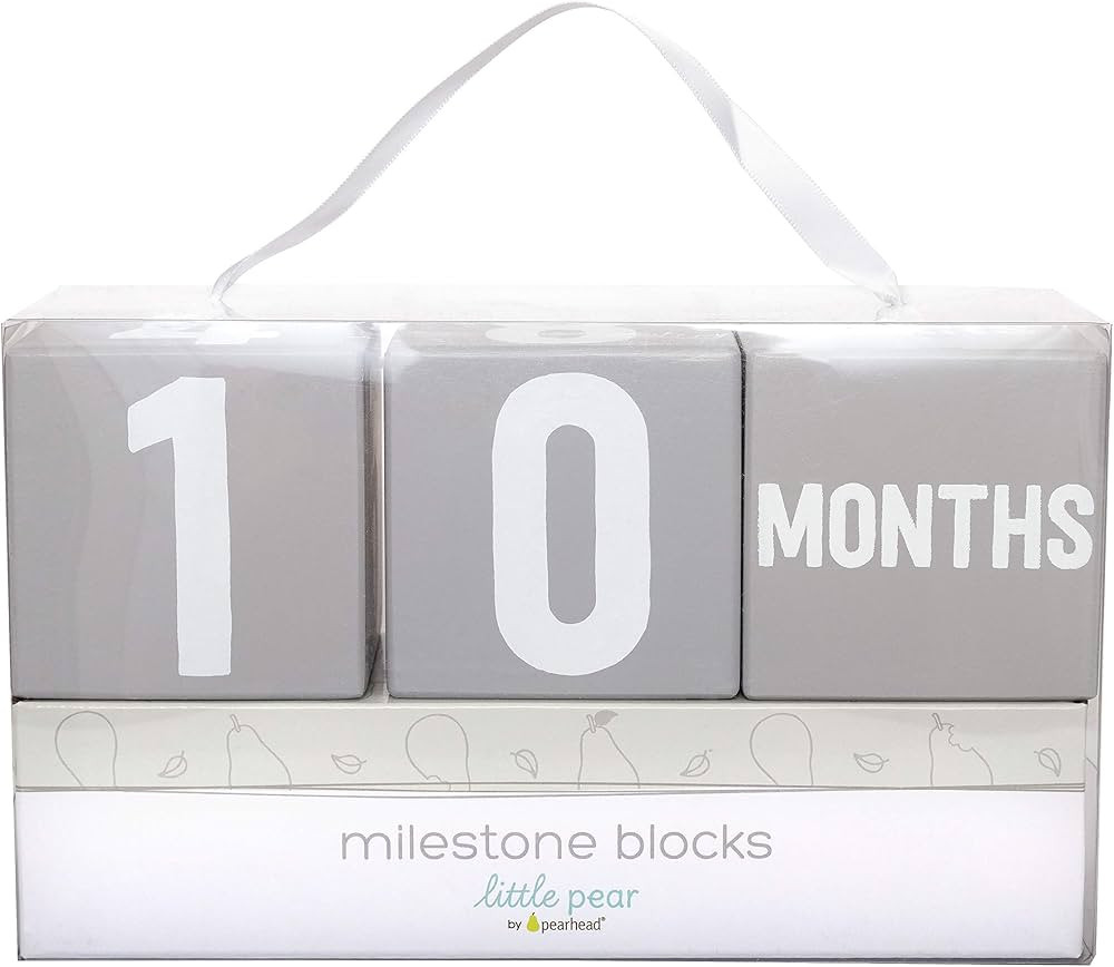 Little Pear Baby Keepsake Milestone Blocks, Growth Marker Blocks, Baby Age Photo Prop, Gray & Whi... | Amazon (US)