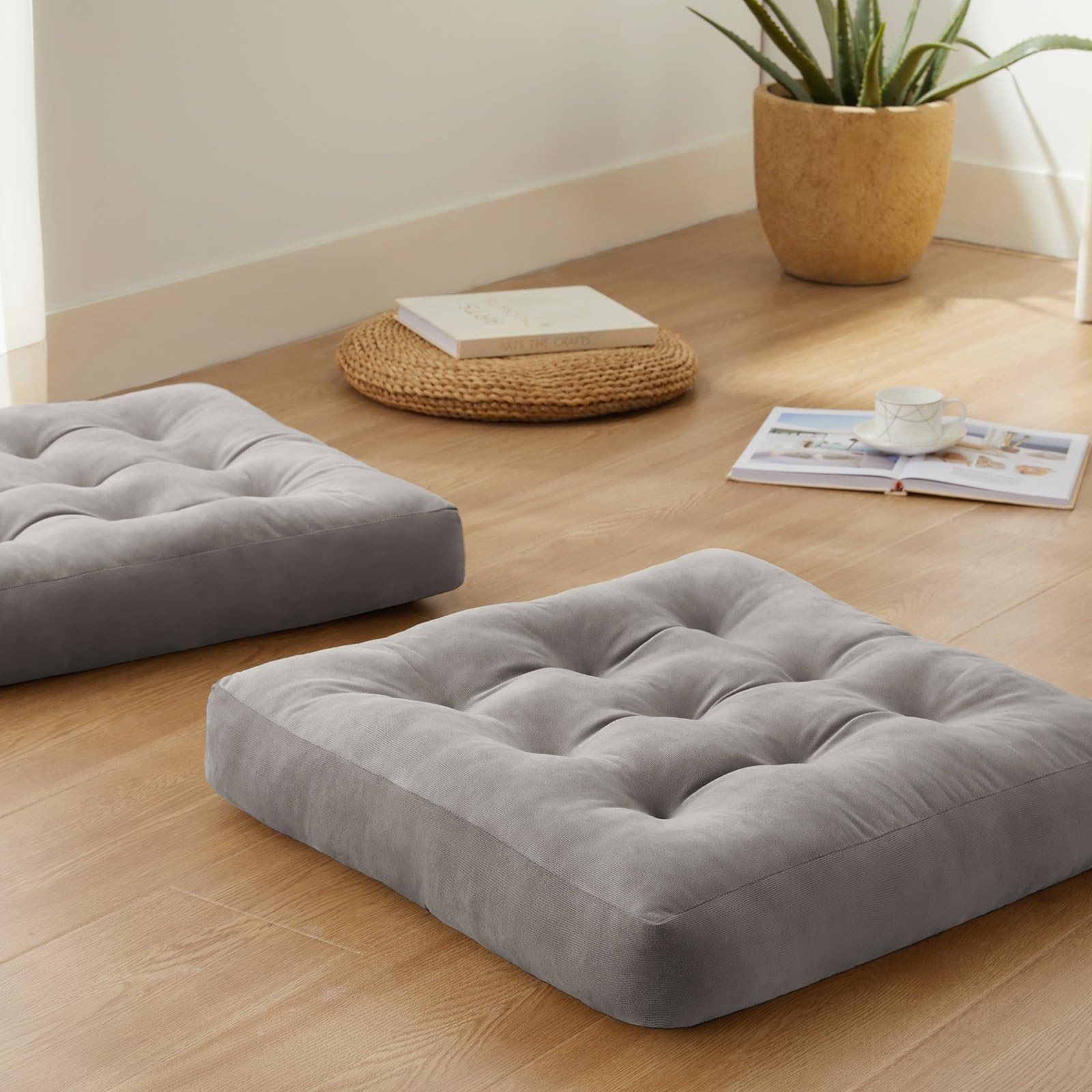 Meditation Floor Pillow Set of 2, Square Large Pillows Seating for Adults, Meditation Cushion Pil... | Amazon (US)