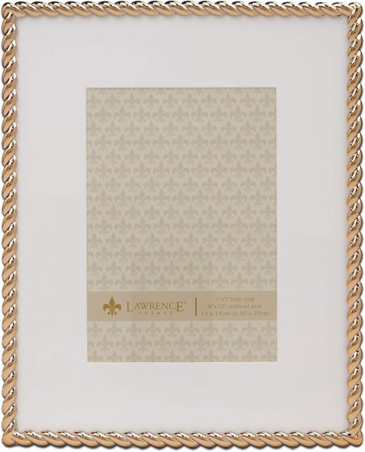 Lawrence Frames Rope Design Metal Frame, 8x10, Matted 5x7, Gold | Amazon (US)