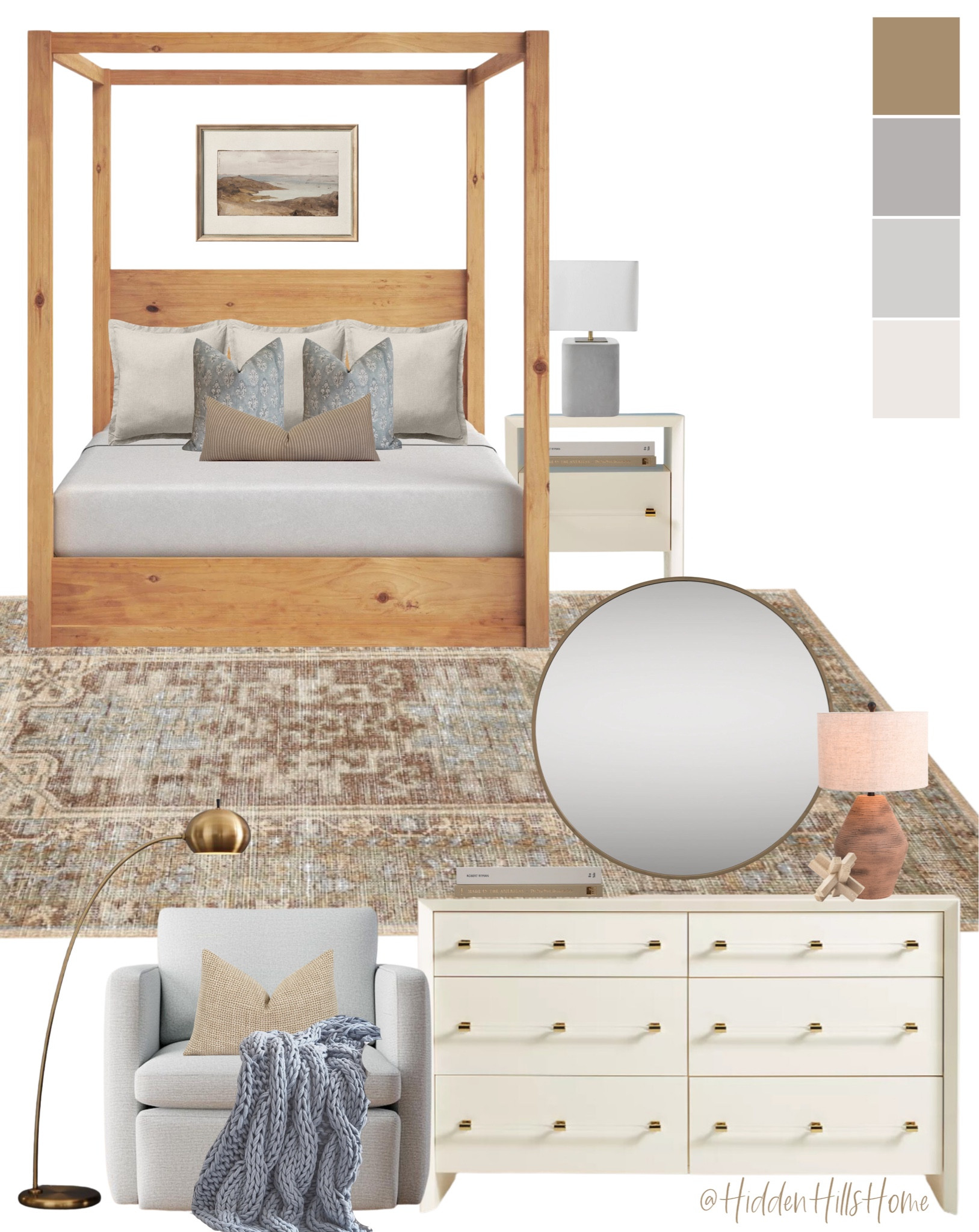 Bedroom decor, canopy bed, bedroom mood board, primary bedroom design, bedroom rug, nightstands, bedroom Inspo #bedroom #homedecor

#LTKhome #LTKstyletip #LTKsalealert