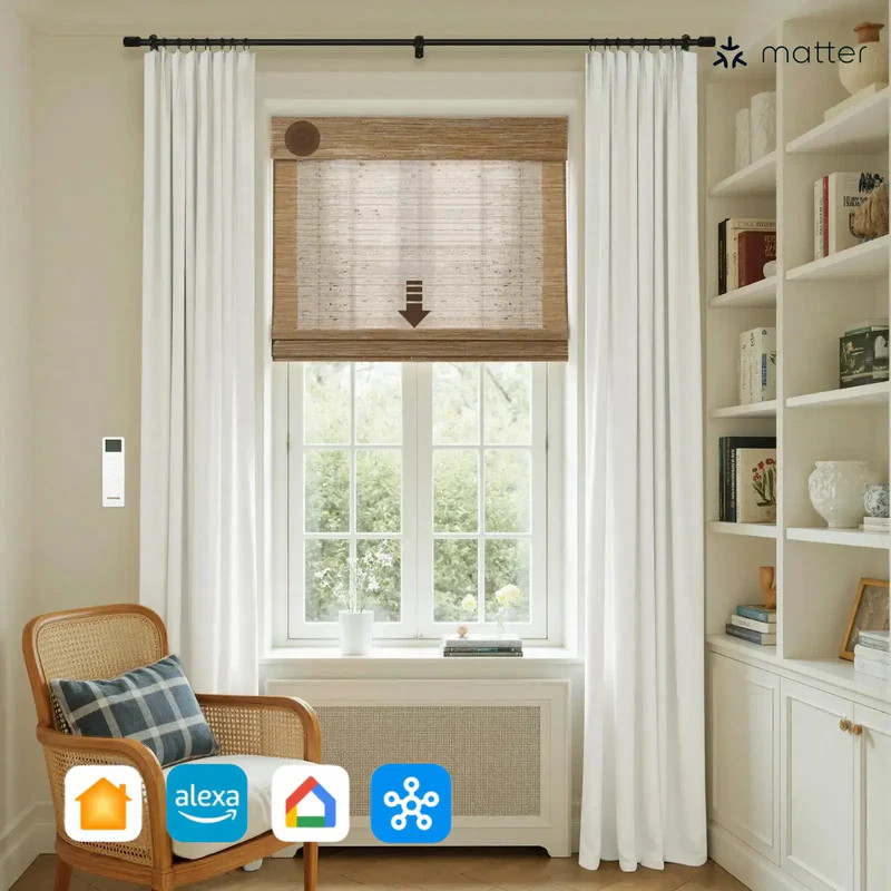 Smart Motorized Window Woven Bamboo Shades | TWOPAGES