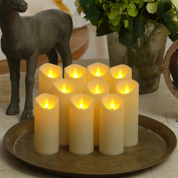 Amagic 10pcs Battery Operated LED Pillar Candles With Timer And Remote, Flickering LED Candles, I... | Walmart (US)