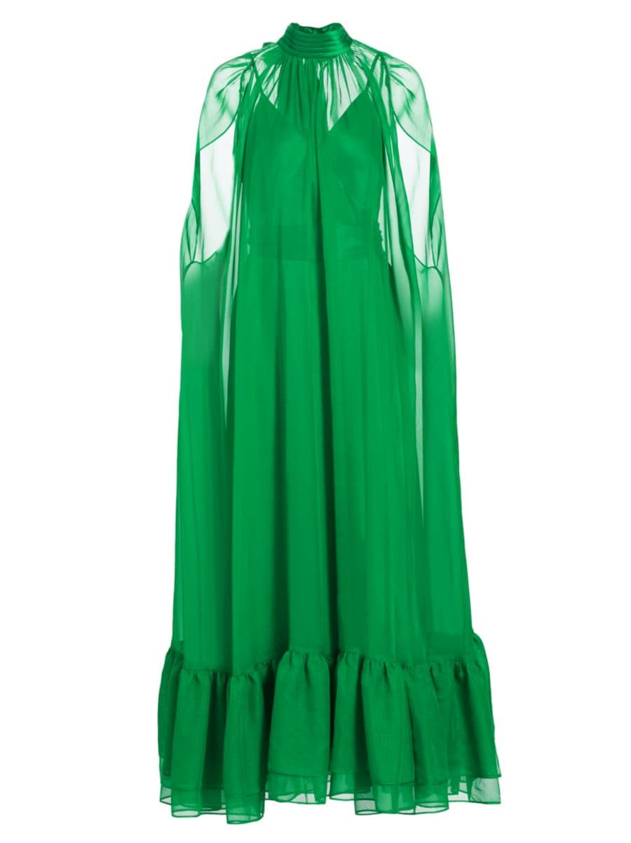 Shop Alice + Olivia Lanelle Maxi Cape Cocktail Dress | Saks Fifth Avenue | Saks Fifth Avenue