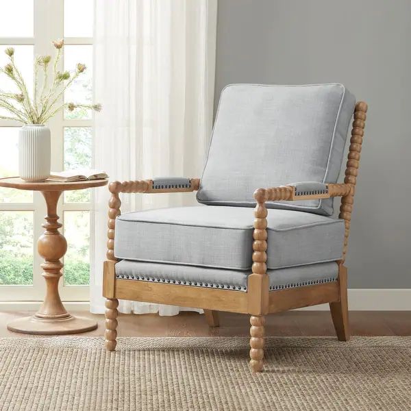Madison Park Sunnee Accent Chair - 25.5"W x 32"D x 35.75"H - Light Blue/Camel Oak | Bed Bath & Beyond