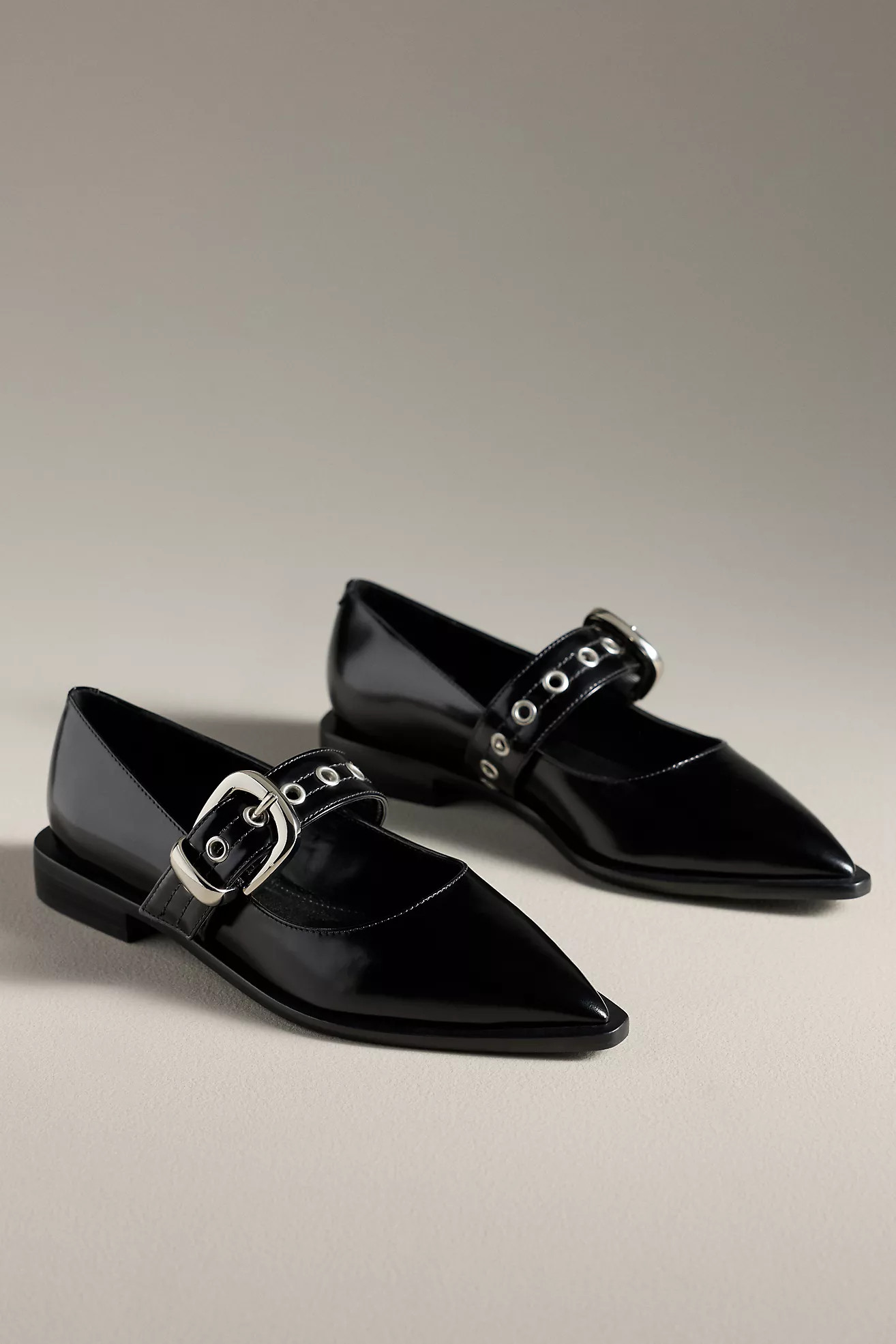 Maeve Pointed-Toe Moto Mary Jane Flats | Anthropologie (US)