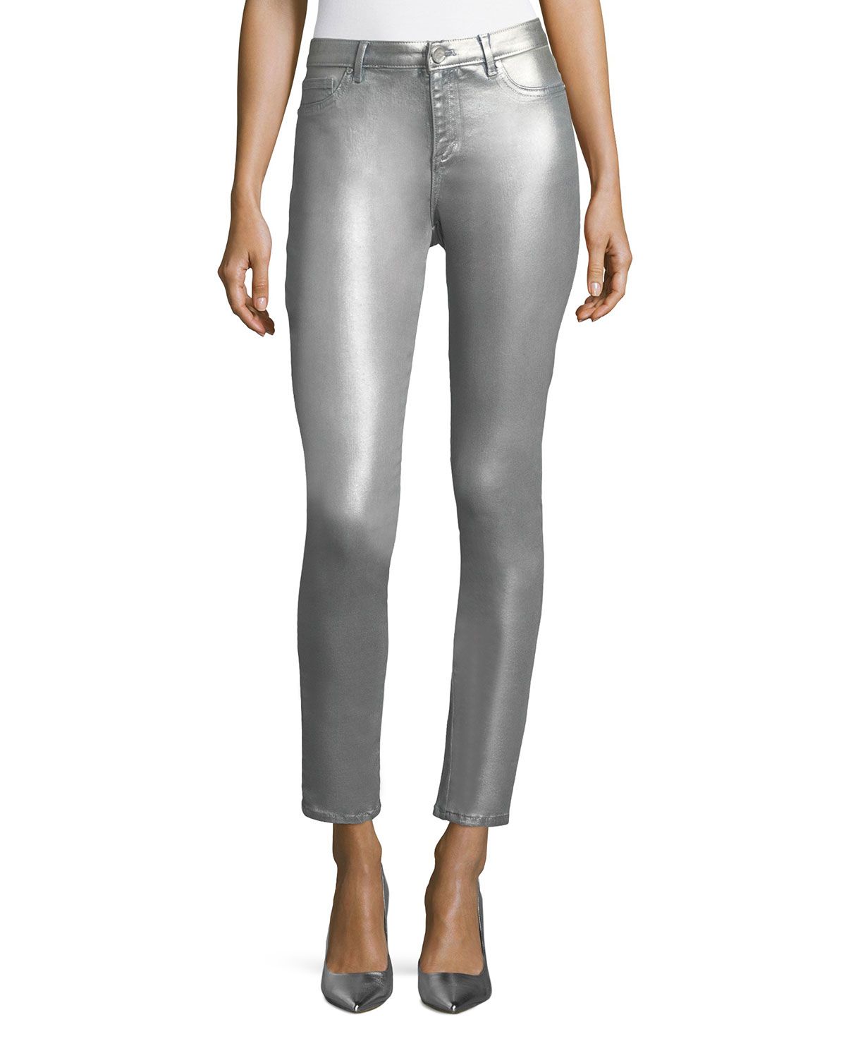 Azella Metallic Skinny Jeans | Neiman Marcus