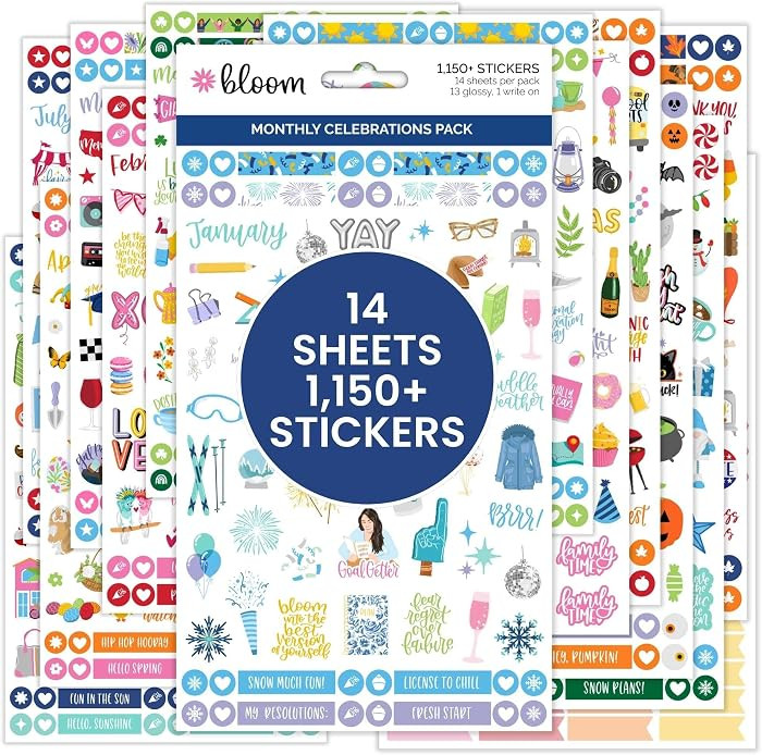 bloom daily planners Monthly Celebrations Planner Stickers for Calendar Decorating, Planning, Scr... | Amazon (US)