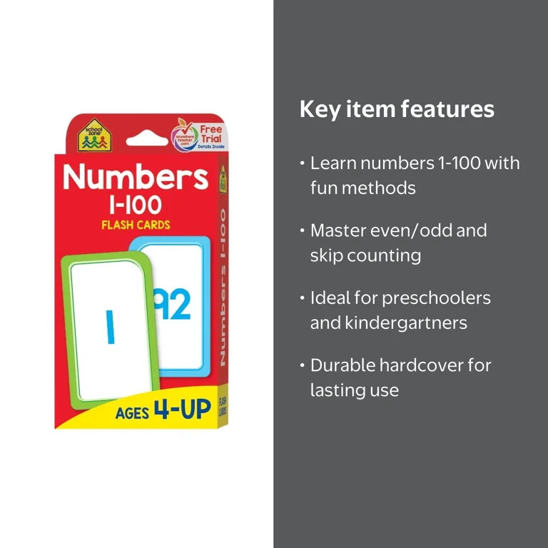 School Zone Numbers 1-100 Flash Cards (Revised edition) (Hardcover) | Walmart (US)