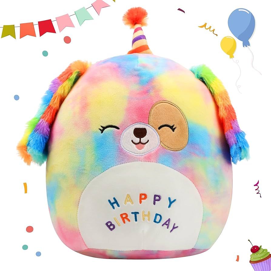 Easfan Original 12’’ Rainbow Birthday Dog Plush Pillow Soft Puppy Plush Toy Cute Dog Stuffed ... | Amazon (US)