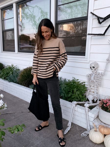 Tonight’s outfit 
Striped sweater for fall (wearing my regular size, could have sized up for a more oversized fit) 
Jeans Tts 

#LTKSeasonal #LTKstyletip