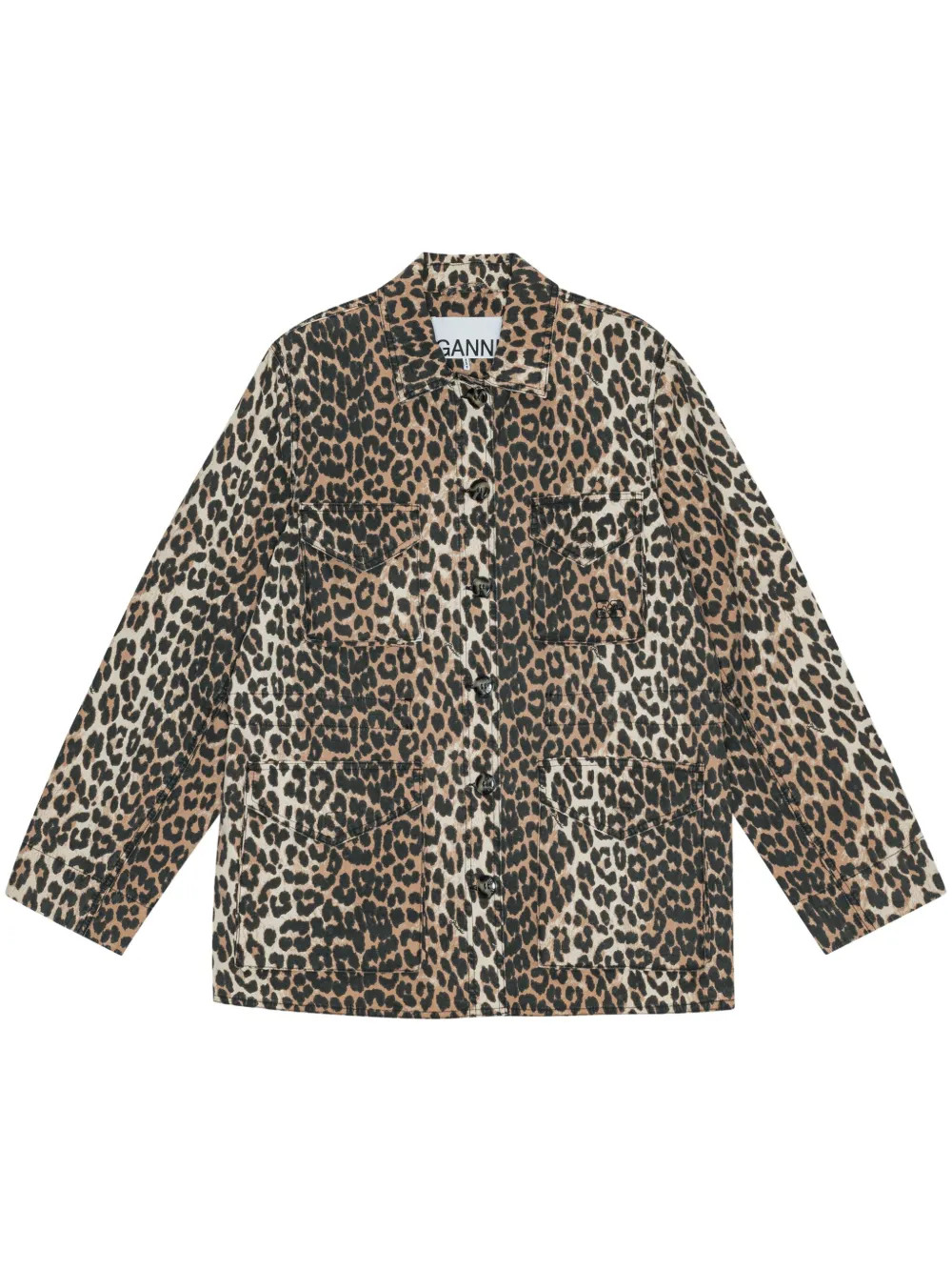 GANNI leopard-print Canvas Shirt Jacket | Brown | FARFETCH UK | Farfetch Global