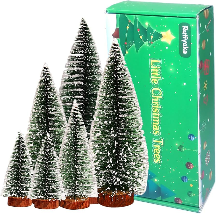 Rutiyoka 6 PCS Bottle Brush Trees Mini Christmas Trees Table Top Pine Tree Small Sisal Trees for ... | Amazon (US)