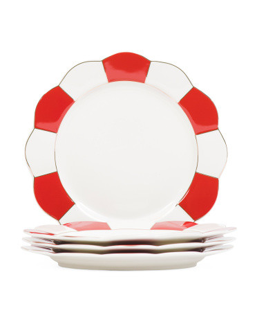 4pk Striped Scalloped Dinner Plates | TJ Maxx