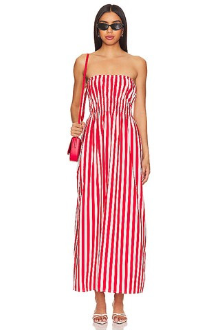 FAITHFULL THE BRAND Le Bon Midi Dress in Bayou Stripe Red from Revolve.com | Revolve Clothing (Global)