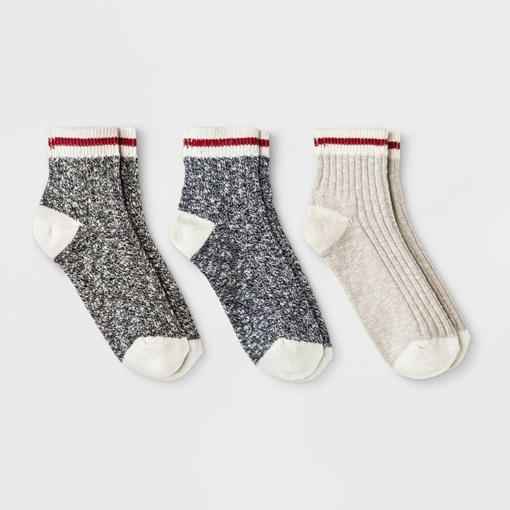 Women's Marled 3pk Ankle Socks - Universal Thread™ Black/Navy/Gray 4-10 | Target