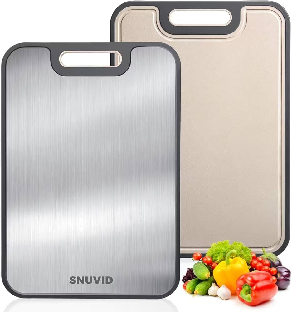 Stainless Steel Cutting Board, Large Double Sided Cutting Board for kitchen, 18/8 Stainless Steel... | Amazon (US)