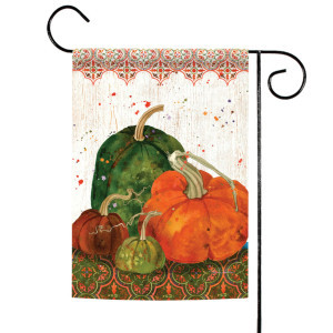 Green and Orange Gorgeous Pumpkin Fall Outdoor Garden Flag 18" x 12.5 | Christmas Central