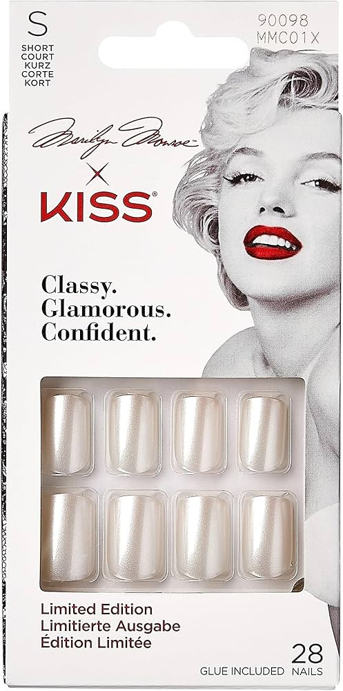 Marilyn Monroe x KISS Limited Edition Glue-On Nails, 28 Fake Nails, Gel Nail Glue Net Wt. 2g (0.0... | Amazon (US)