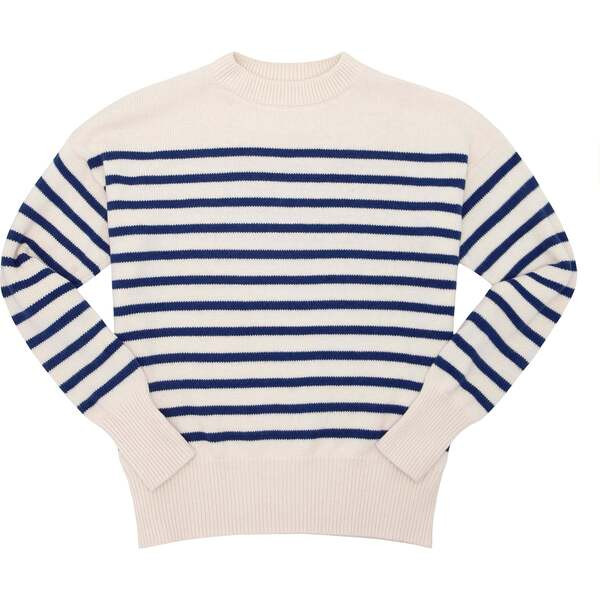 Women's Knit Sweater, Cream/Breton Stripes | Maisonette