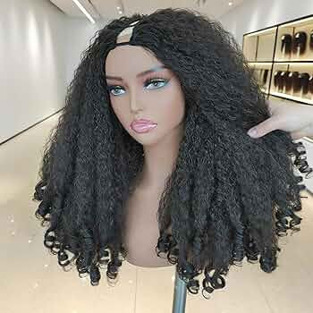 Afro Wig V Part Kinky Curly Wigs for Black Women, 180% Density Wear and Go Glueless Wig Curled in... | Amazon (US)